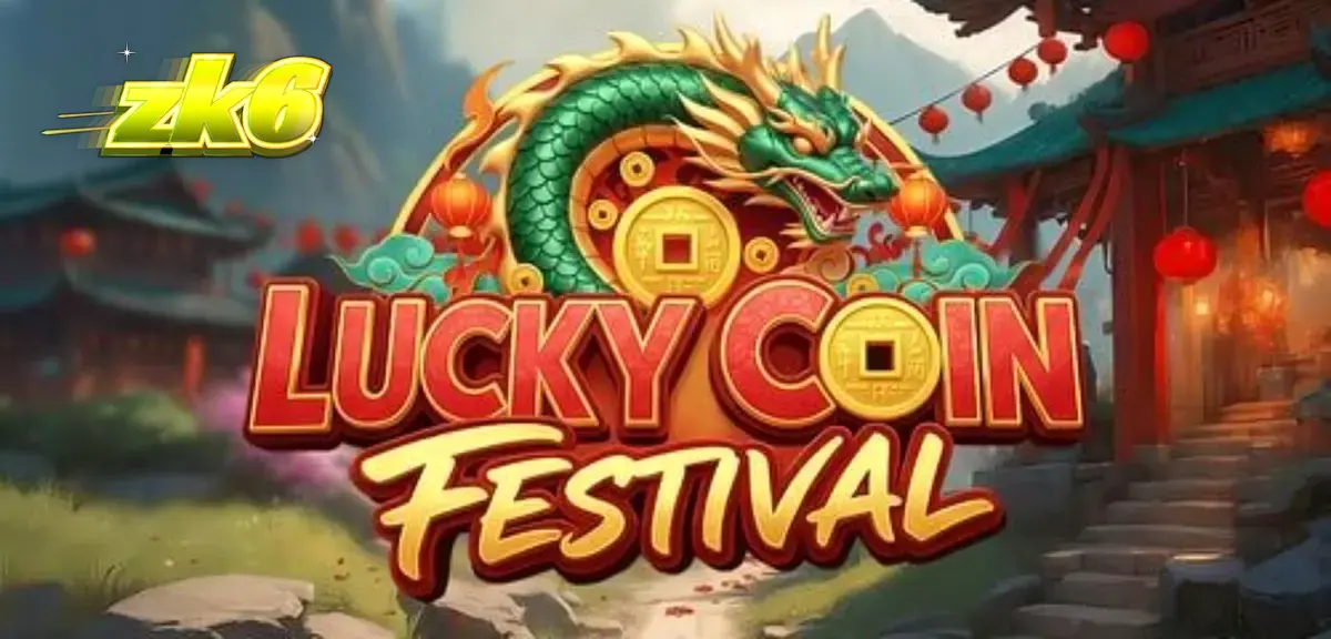 Tampilan visual slot Lucky Coin Festival dengan tema perayaan Asia